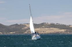Phil under sail in strong winds
